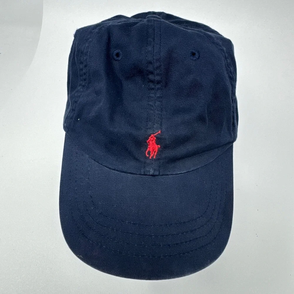 Polo Ralph Lauren Boys Navy Blue Cotton Baseball Cap Red Pony Hat Kids Size 4-7